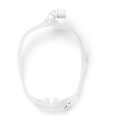 An image of the Philips Respironics DreamWear Silicone Pillow CPAP mask without headgear, predominantly in white color.
