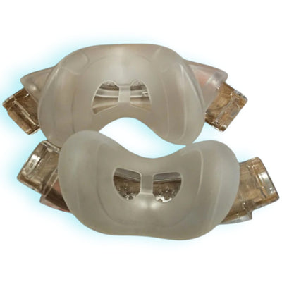 A pair of ResMed AirFit N30i nasal CPAP mask cushions, showcasing the soft silicone material and the under-the-nose design.